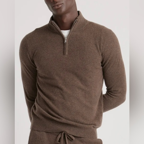 Quince Mongolian Cashmere Quarter Zip Sweater